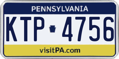 PA license plate KTP4756