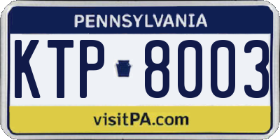 PA license plate KTP8003