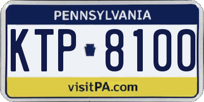PA license plate KTP8100