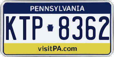 PA license plate KTP8362