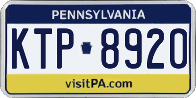 PA license plate KTP8920