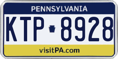 PA license plate KTP8928