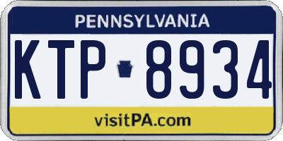 PA license plate KTP8934