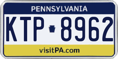 PA license plate KTP8962