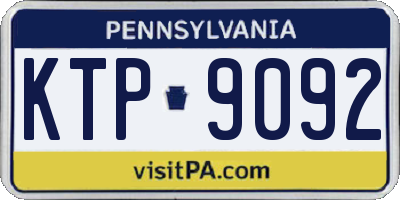 PA license plate KTP9092
