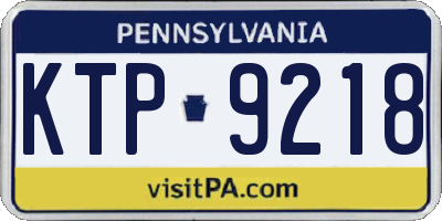 PA license plate KTP9218