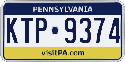 PA license plate KTP9374