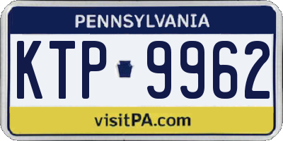 PA license plate KTP9962