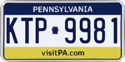 PA license plate KTP9981