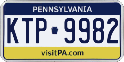 PA license plate KTP9982