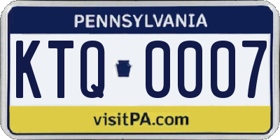 PA license plate KTQ0007