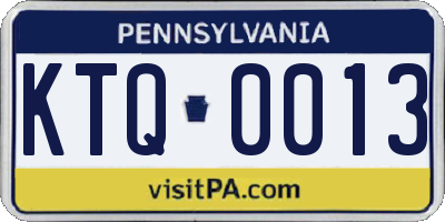 PA license plate KTQ0013