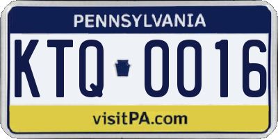 PA license plate KTQ0016