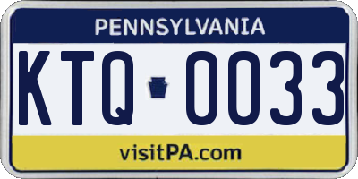 PA license plate KTQ0033