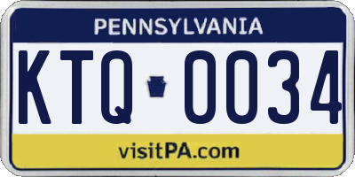 PA license plate KTQ0034