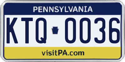 PA license plate KTQ0036