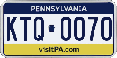 PA license plate KTQ0070