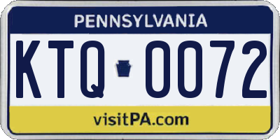 PA license plate KTQ0072