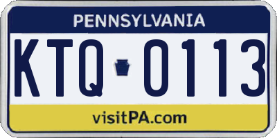 PA license plate KTQ0113