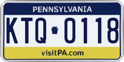 PA license plate KTQ0118