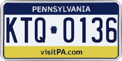PA license plate KTQ0136