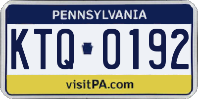 PA license plate KTQ0192