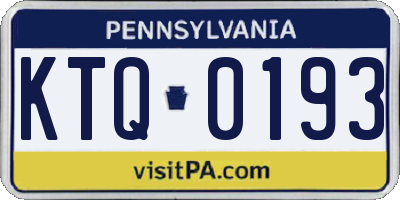 PA license plate KTQ0193