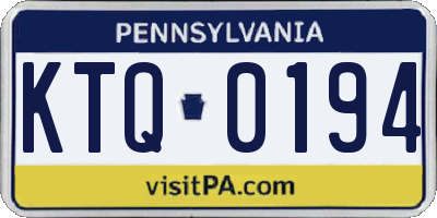 PA license plate KTQ0194