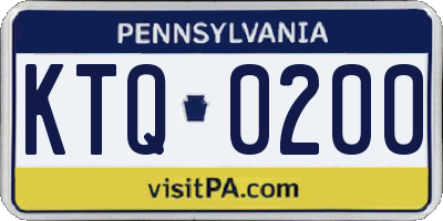 PA license plate KTQ0200