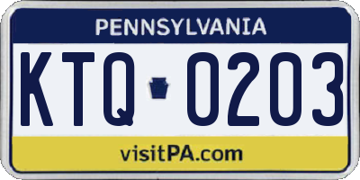 PA license plate KTQ0203