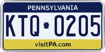 PA license plate KTQ0205