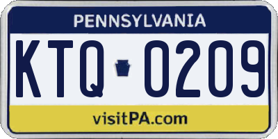 PA license plate KTQ0209
