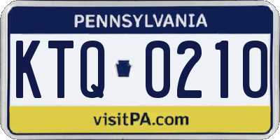 PA license plate KTQ0210