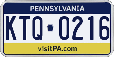 PA license plate KTQ0216