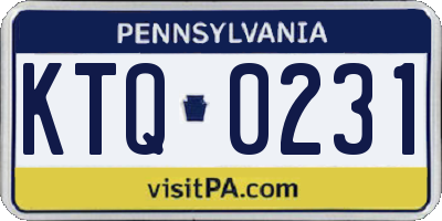 PA license plate KTQ0231