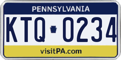PA license plate KTQ0234