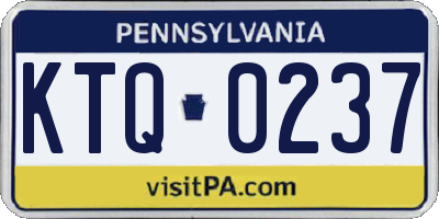 PA license plate KTQ0237