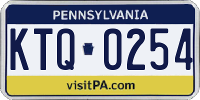PA license plate KTQ0254