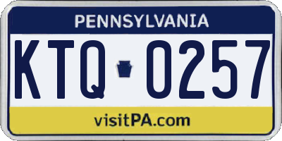 PA license plate KTQ0257