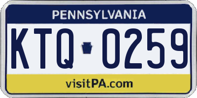 PA license plate KTQ0259