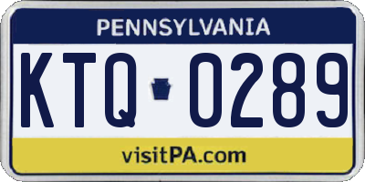 PA license plate KTQ0289