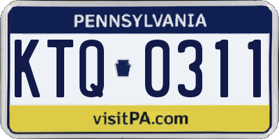 PA license plate KTQ0311