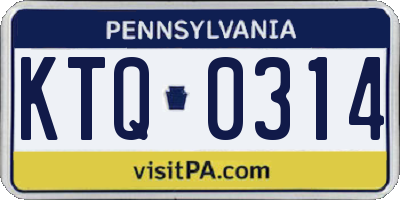 PA license plate KTQ0314