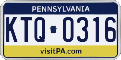 PA license plate KTQ0316