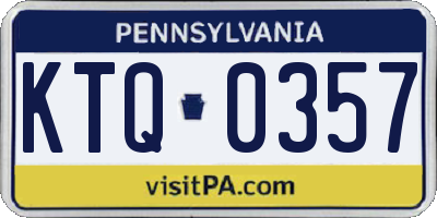 PA license plate KTQ0357