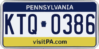 PA license plate KTQ0386