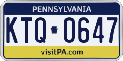 PA license plate KTQ0647
