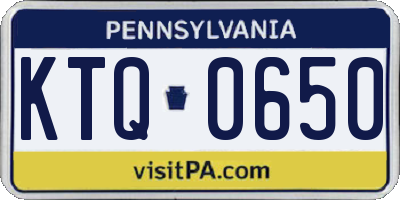 PA license plate KTQ0650