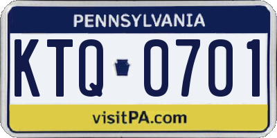 PA license plate KTQ0701
