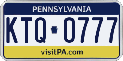 PA license plate KTQ0777